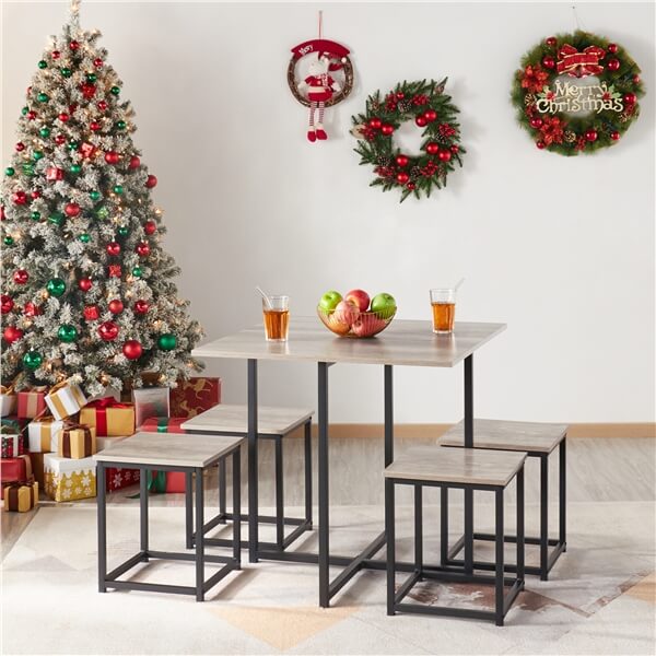 Yaheetech Dining Table Set for 4 Industrial Kitchen Table with 4 Chairs