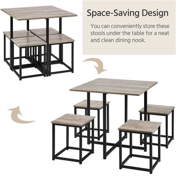 Yaheetech Dining Table Set for 4 Industrial Kitchen Table with 4 Chairs