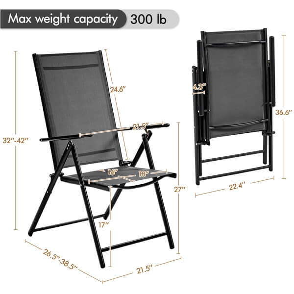 Yaheetech Patio Folding Dining Chairs Set of 2