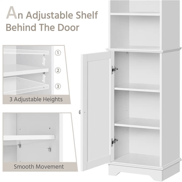 Yaheetech Tall Slim Storage Cabinet with 3 Shelves & Door