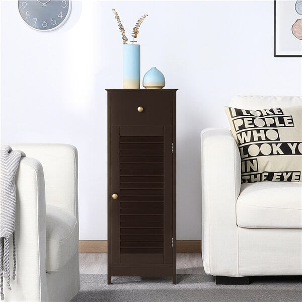 Yaheetech Wooden Free-Standing Storage Organizer Unit with Drawer and Door Cabinet