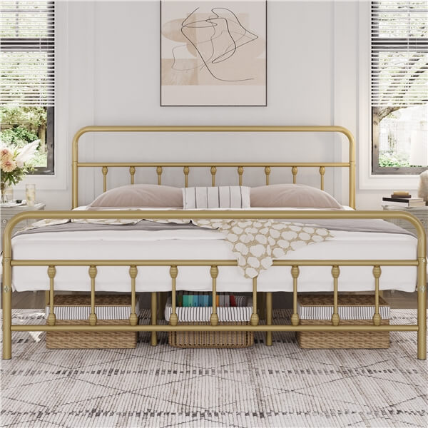 bed frame with metal headboard
