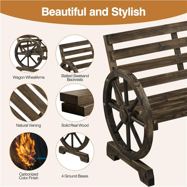 metal wagon wheel bench for sale