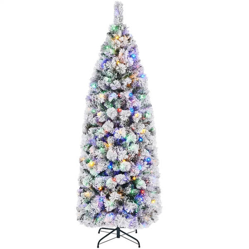 6ft pre lit slim snowy christmas tree