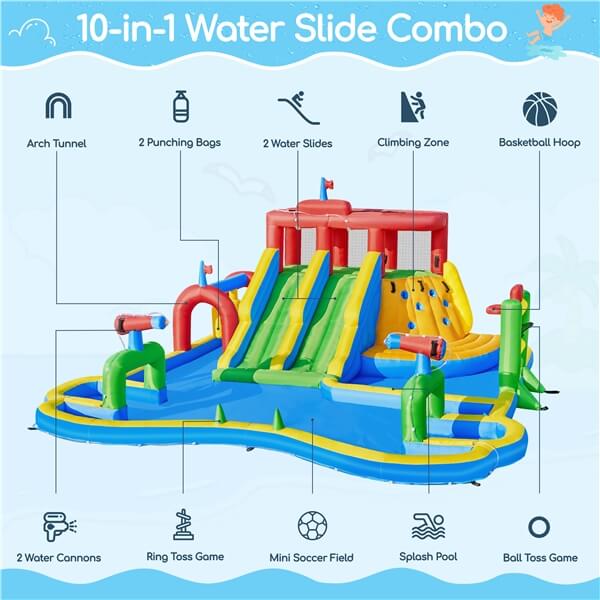 Yaheetech Large Inflatable Water Slide with Soccer Field
