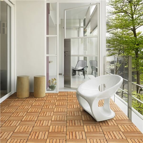 Yaheetech 10PCS Acacia Wood Interlocking Flooring Tiles