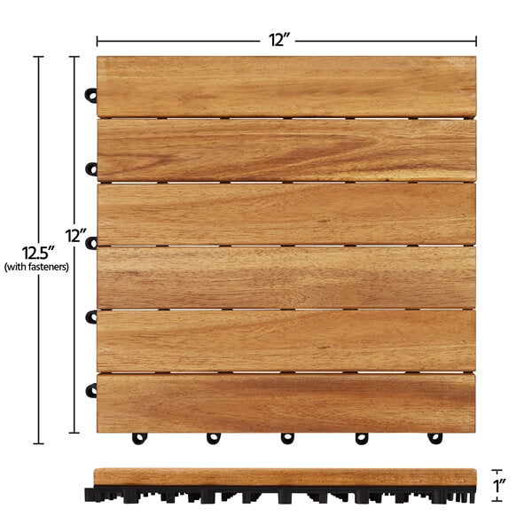 Yaheetech 10PCS Acacia Wood Interlocking Flooring Tiles