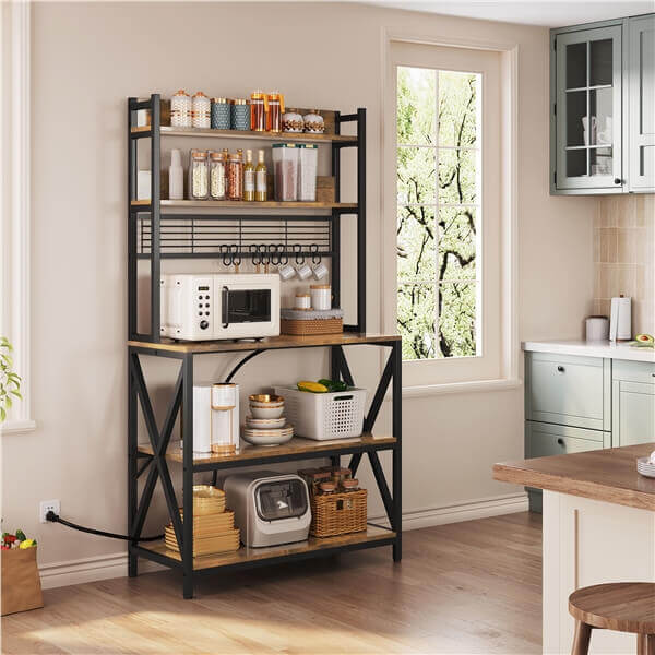 Yaheetech Kitchen Bakers Rack with Power Outlet & LED Lights