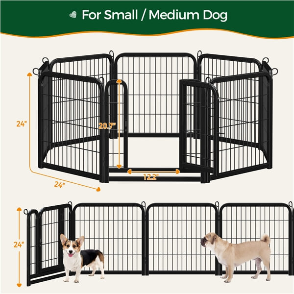 Yaheetech 24 inch 8 Panels Dog Pen Indoor Heavy Duty Puppy Exercise Pen