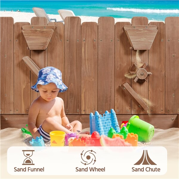Yaheetech 53× 44.5in Wood Sand Box for Kids Ages 3-8