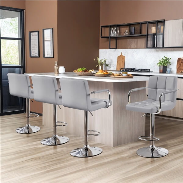 Yaheetech PU Leather Adjustable Swivel Barstools