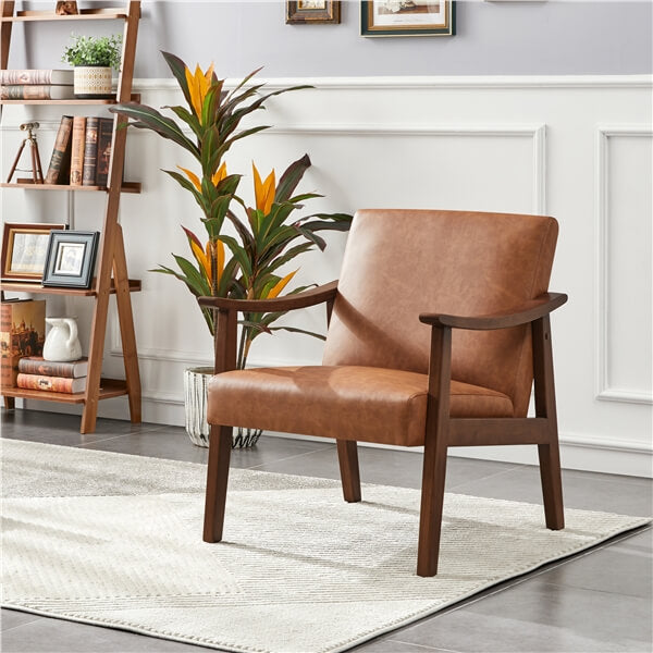 Yaheetech Mid-Century Modern Armchair with Solid Wood Legs