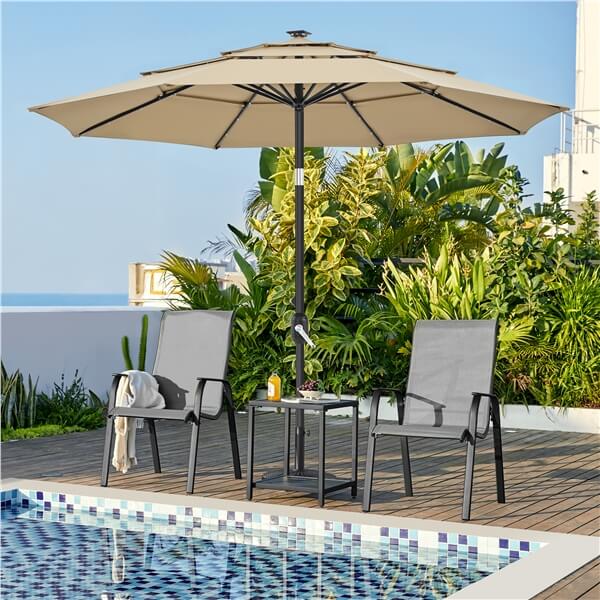 Yaheetech 10ft 3-Tier Vented Solar Patio Umbrella