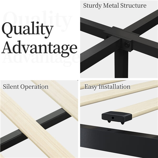 Yaheetech Upholstered Bed Frame with Adjustable Headboard and Three Drawers Storage