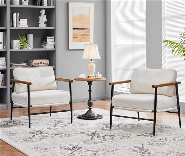 Yaheetech Boucle Fabric Lounge Chair with Metal Frame