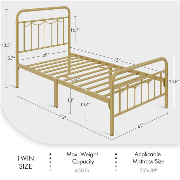 metal bed frame for twin bed