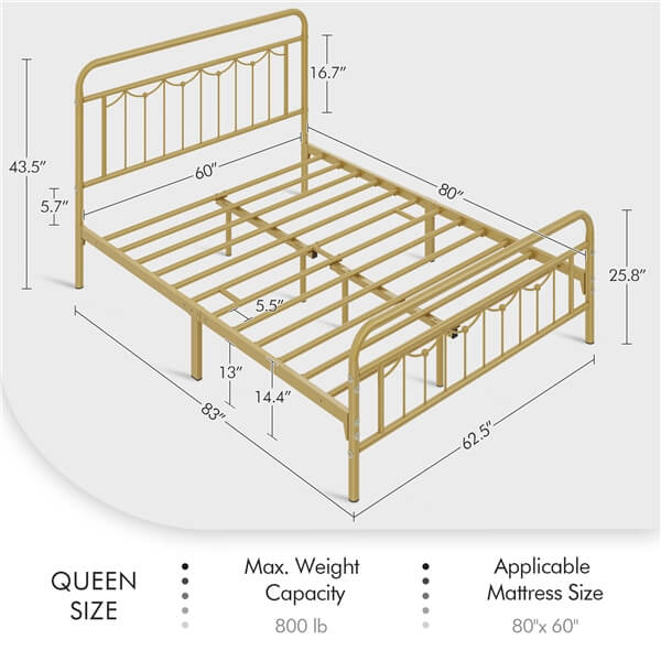 black frame metal bed