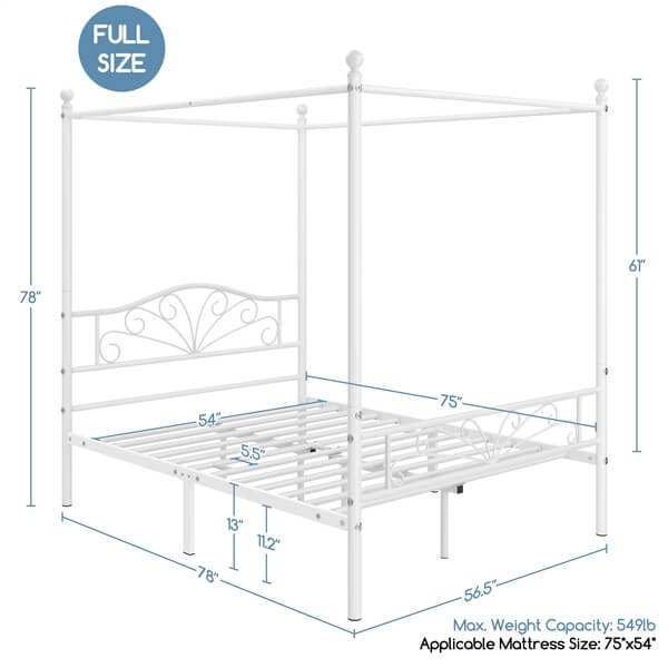 full size metal canopy bed