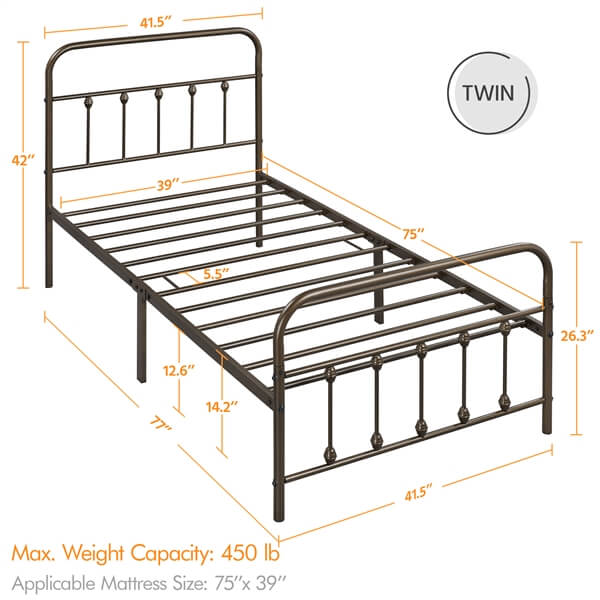 metal wood frame bed
