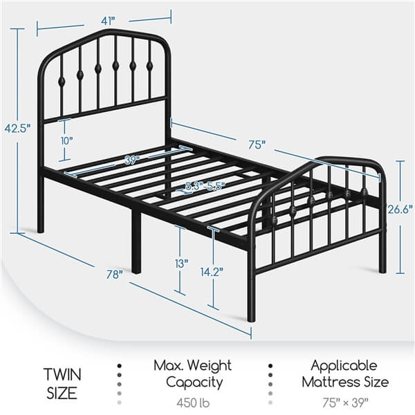 Yaheetech Metal Bed Frame Metal Platform Bed