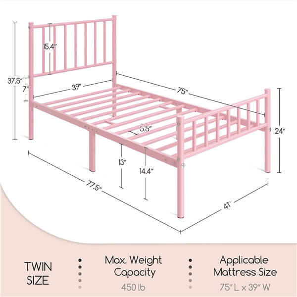 queen size bed with metal frame