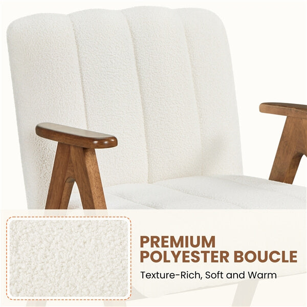 Yaheetech Boucle Fabric Mid Century Accent Chair
