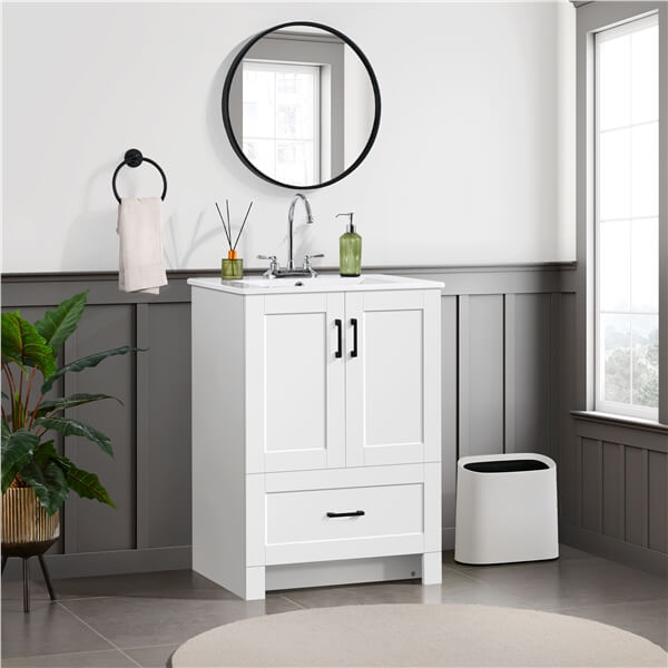 Yaheetech 24.5" Modern Bathroom Vanity with Ceramic Basin