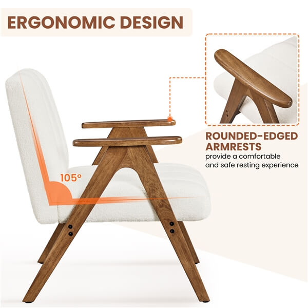 Yaheetech Boucle Fabric Mid Century Accent Chair