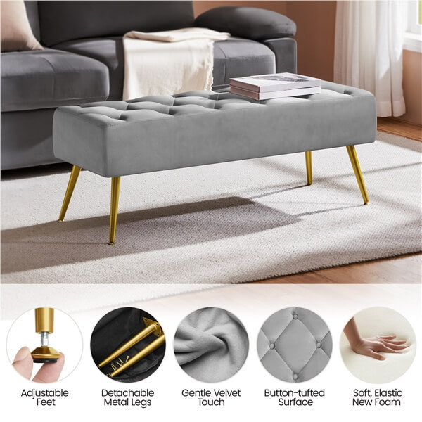 Yaheetech Modern Ottoman Bench Velvet Bench