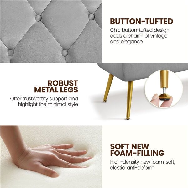 Yaheetech Modern Ottoman Bench Velvet Bench