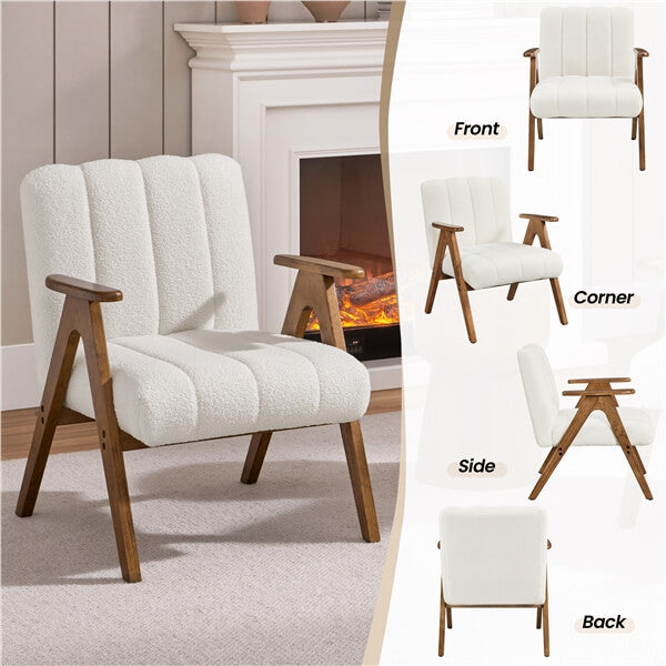 Yaheetech Boucle Fabric Mid Century Accent Chair