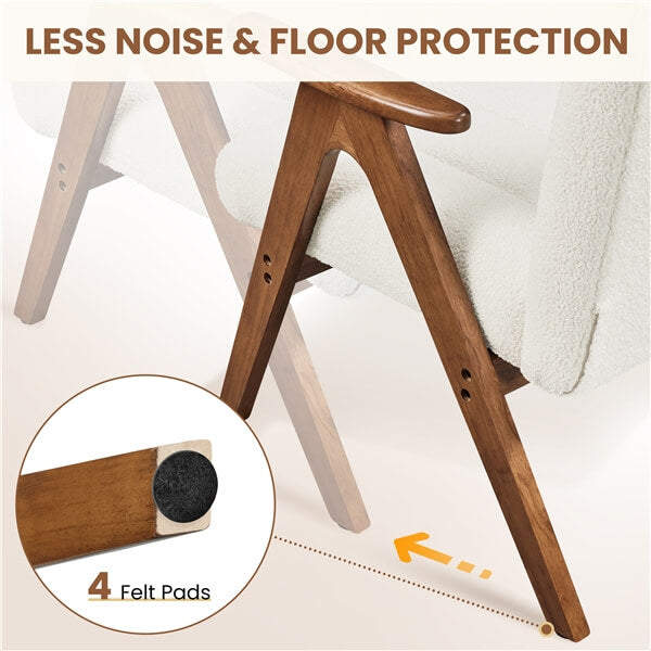 Yaheetech Boucle Fabric Mid Century Accent Chair