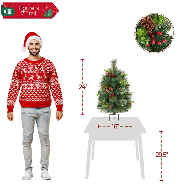 Yaheetech 2Pcs Pre-lit Mini Christmas Trees