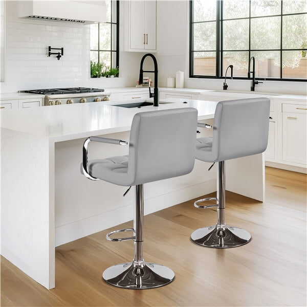 Yaheetech PU Leather Adjustable Swivel Barstools