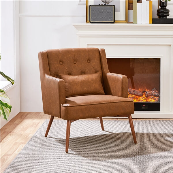 Yaheetech Comfy Upholstered Reading Chair Wood Leg Bedroom Lounge