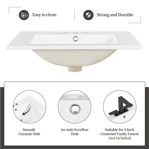 Yaheetech 24" Modern Bathroom Vanity with Sink