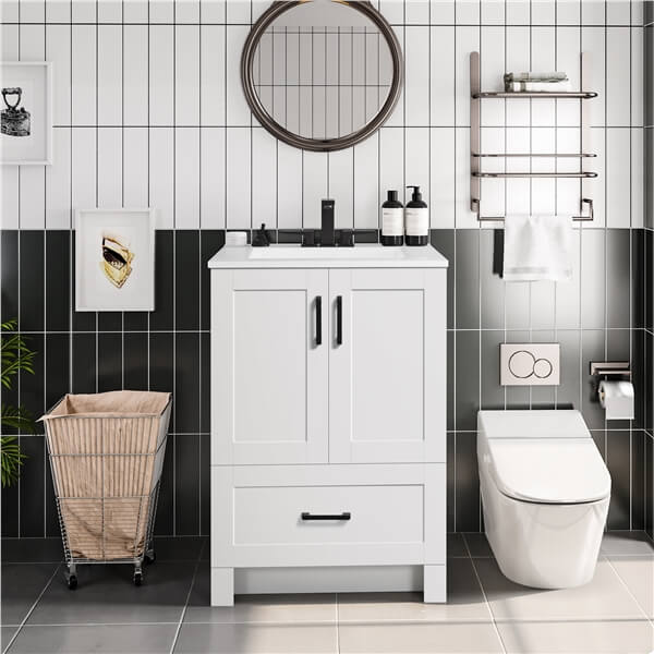 Yaheetech 24.5" Modern Bathroom Vanity with Ceramic Basin