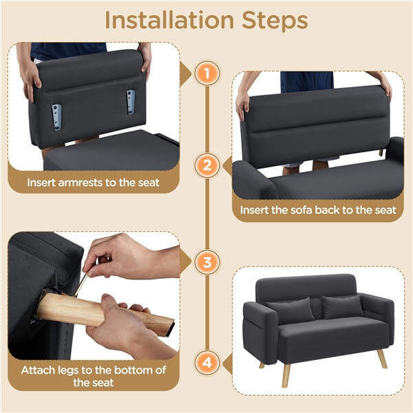 Yaheetech 46" Small Modern Fabric Sofa