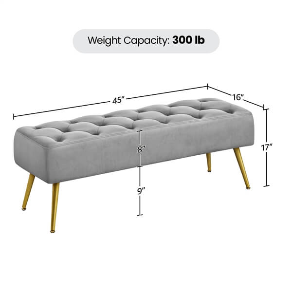 Yaheetech Modern Ottoman Bench Velvet Bench