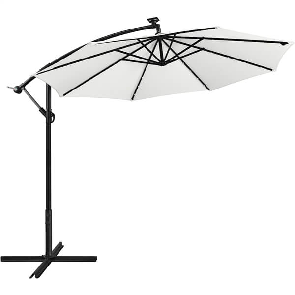 Yaheetech 10FT Solar Offset Umbrella with 32 LED Lights