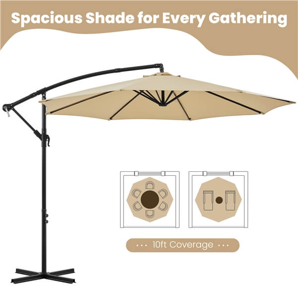 11ft solar led cantilever umbrella