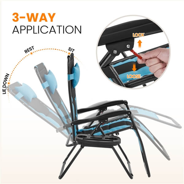 Yaheetech 29in Full Padded Zero Gravity Chair