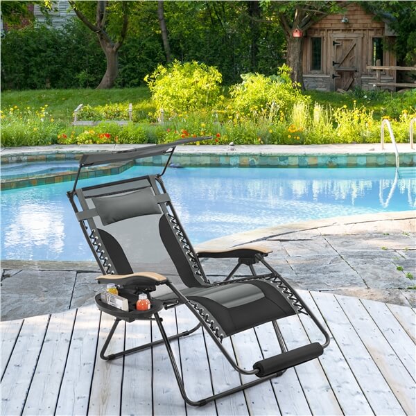 Yaheetech Adjustable Patio Padded Anti Gravity Recliner