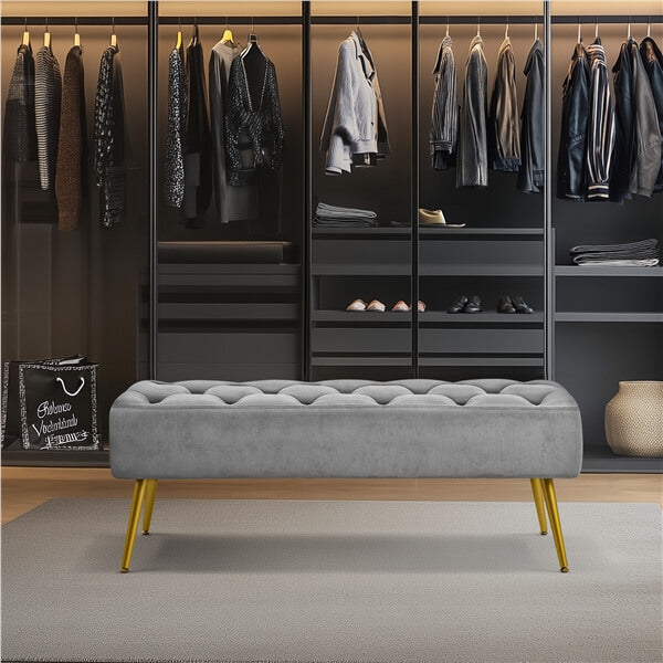 Yaheetech Modern Ottoman Bench Velvet Bench
