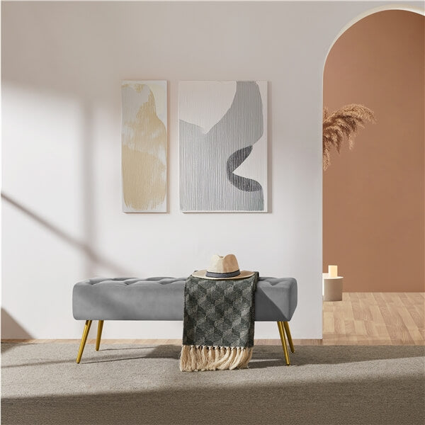 Yaheetech Modern Ottoman Bench Velvet Bench