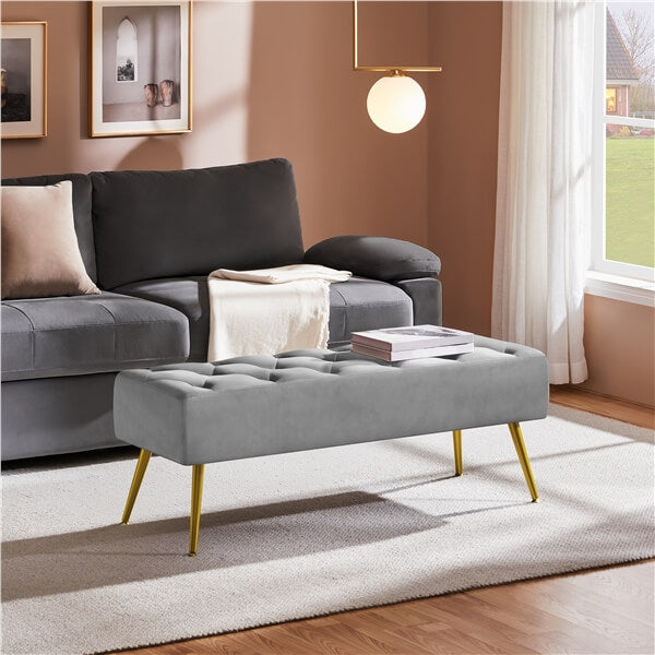 Yaheetech Modern Ottoman Bench Velvet Bench