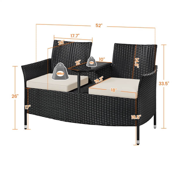 Yaheetech Patio Loveseat