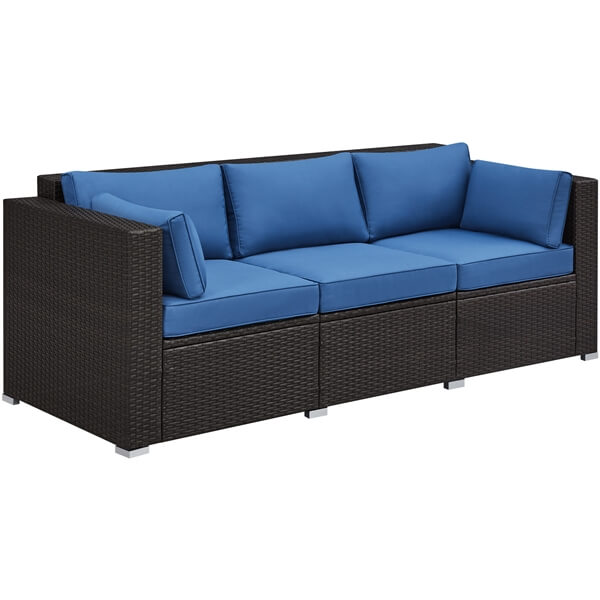 Yaheetech 3-Seat Patio Wicker Sofa