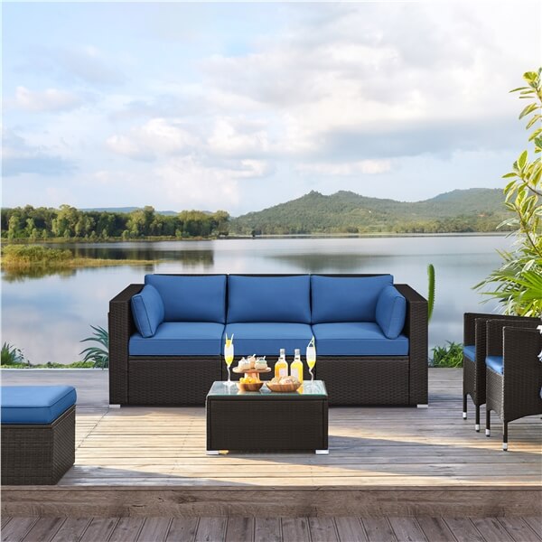 Yaheetech 3-Seat Patio Wicker Sofa