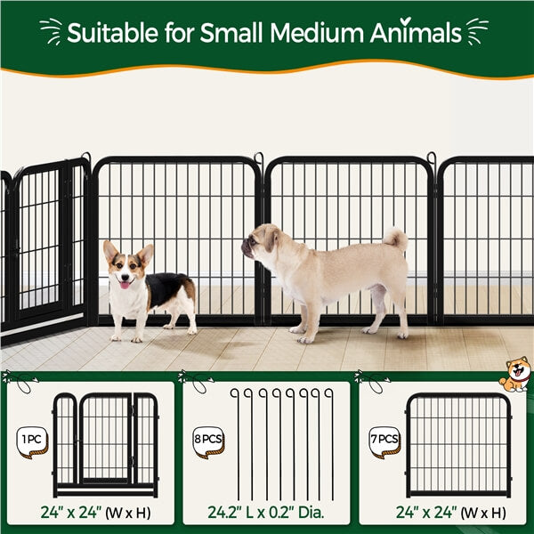 Yaheetech 24 inch 8 Panels Dog Pen Indoor Heavy Duty Puppy Exercise Pen